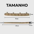 Cinto tático acolchoado ajustável com sistema MOLLE, visto de frente sobre fundo branco. Interior com almofada respirável e fivela de metal de liberação rápida, indicado para atividades militares, airsoft e aventura ao ar livre.