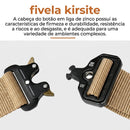 Cinto tático acolchoado ajustável com sistema MOLLE, visto de frente sobre fundo branco. Interior com almofada respirável e fivela de metal de liberação rápida, indicado para atividades militares, airsoft e aventura ao ar livre.