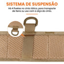 Cinto tático acolchoado ajustável com sistema MOLLE, visto de frente sobre fundo branco. Interior com almofada respirável e fivela de metal de liberação rápida, indicado para atividades militares, airsoft e aventura ao ar livre.