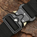 Cinto tático masculino Cobra em nylon 100% trançado de alta densidade com fivela de metal reforçado e sistema de liberação rápida estilo cobra, largura de 3,6 cm, comprimento ajustável até 120 cm, disponível em preto, verde militar, cinza, azul marinho, caqui e marrom, resistente à água e cortável para ajuste permanente.