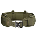 Cinto tático acolchoado ajustável com sistema MOLLE, visto de frente sobre fundo branco. Interior com almofada respirável e fivela de metal de liberação rápida, indicado para atividades militares, airsoft e aventura ao ar livre.
