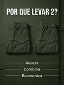 Calça cargo masculina tática de tecido ripstop em poliéster com múltiplos bolsos com zíper na lateral e coxa, corte reto e passante largo para cinto tático, disponível em várias opções de tamanho do P ao EGG, ideal para uso urbano e ao ar livre.