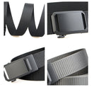 Cinto tático masculino em nylon canelado de alta densidade com fivela automática de catraca em liga metálica gunmetal fosco, largura de 3,6 cm, comprimento de 120 cm cortável, disponível em preto, caqui, marrom, cinza, verde militar e azul marinho, com sistema de liberação rápida lateral.